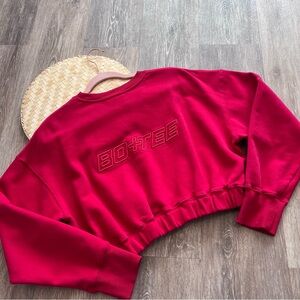 BO+TEE red self love cropped crewneck sweatshirt‎